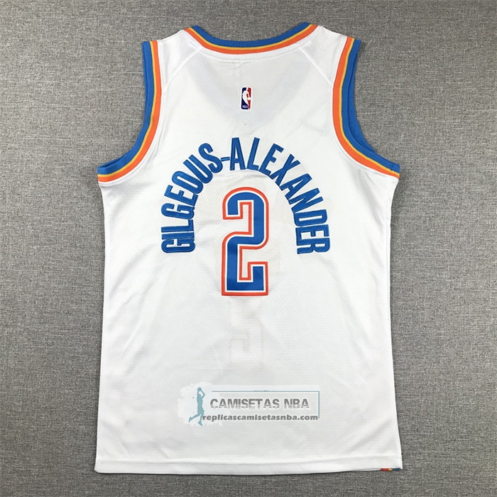 Camiseta Nino Oklahoma City Thunder Shai Gilgeous-Alexander NO 2 Association Blanco